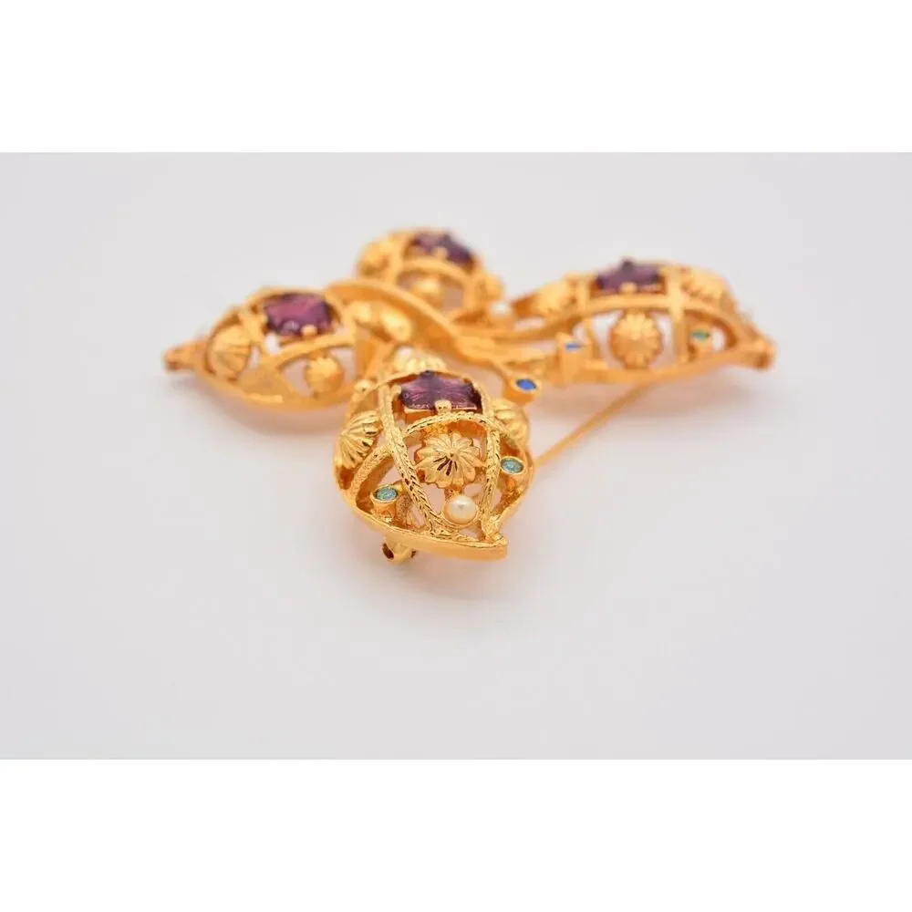 Avon Vintage Butterfly Pin Brooch Gold Large Big Enamel Chunky Signed 1990s 9B